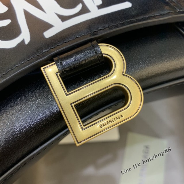 Balenciaga專櫃新款mini號手提肩背女包原單沙漏包 巴黎世家平紋字母塗鴉沙漏包 fyj1392